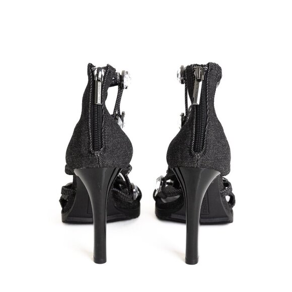 ✨ Karl Lagerfeld Beatriz Rhinestone Faux Crystal Gladiator Sandal Heel Black - Picture 6 of 15